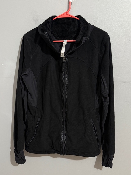 lululemon athletica Jackets & Blazers - Lululemon Jacket Womens 12 Black Full Zip Fleece Lined Collar Running Athletic